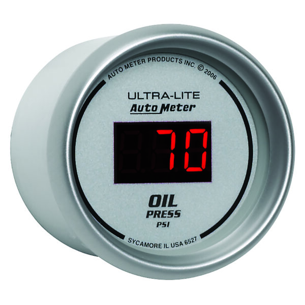 AUTOMETER Oil Pressure Gauge 2 1/16", 100PSI, Digital, Silver Dial W/ Red LED - Image 3