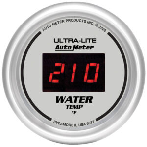 AUTOMETER Water Temperature Gauge 2 1/16", 340°f, Digital, Silver Dial W/ Red LED
