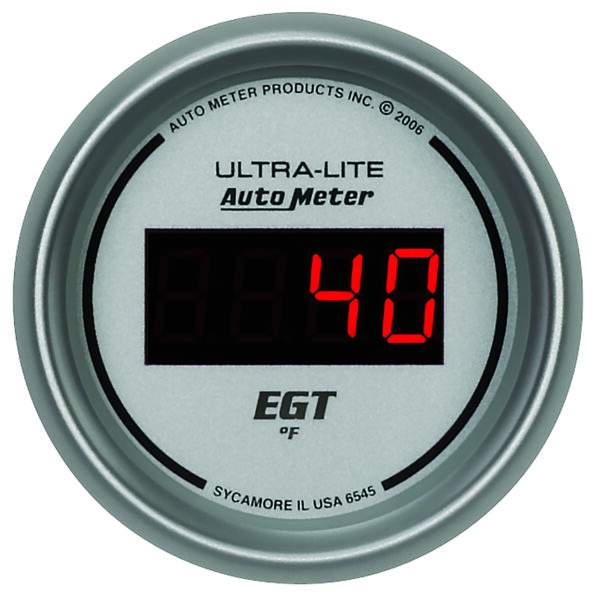 AUTOMETER EGT Pyrometer Gauge 2 1/16", 1600°f, Digital, Silver Dial W/ Red LED