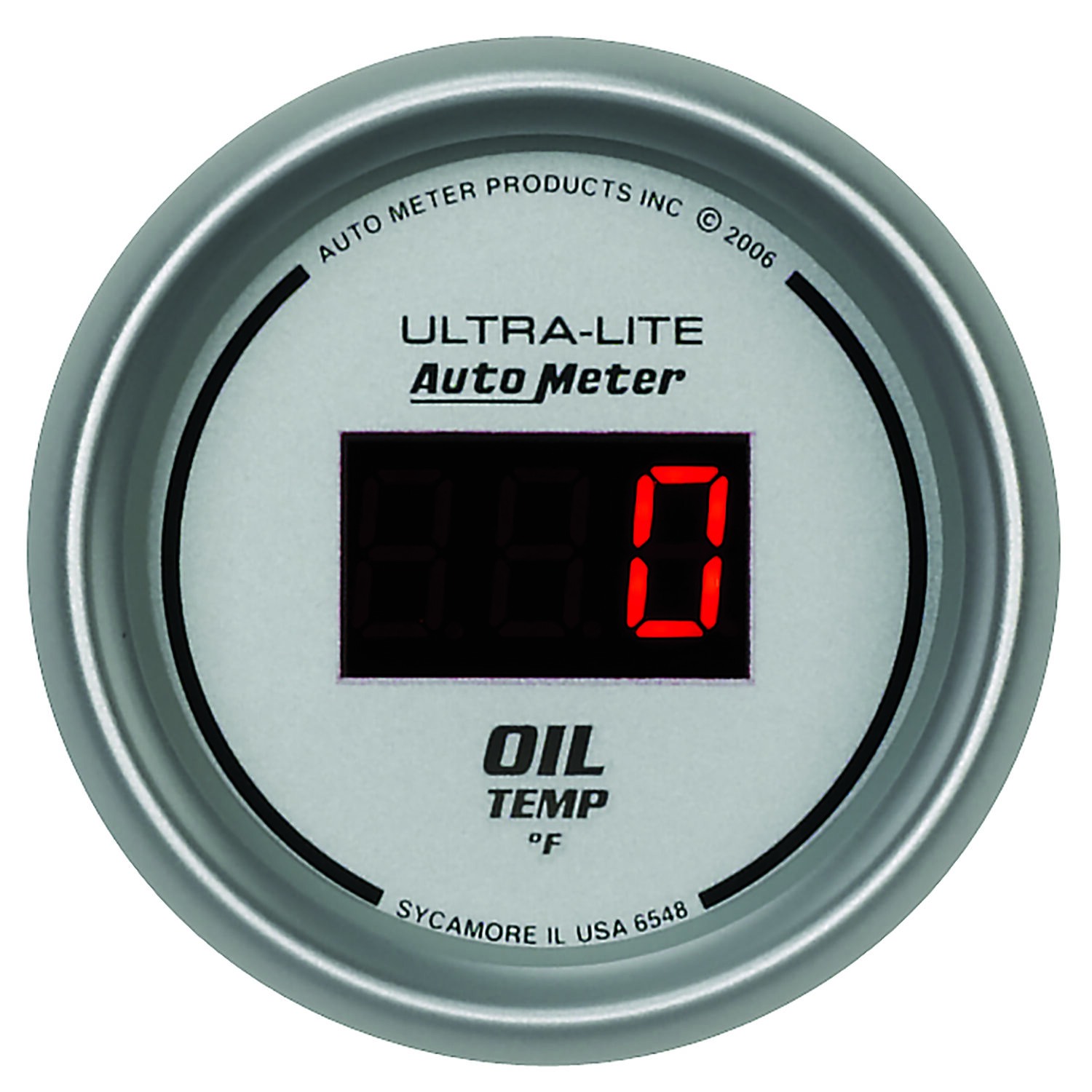 AUTOMETER Oil Temperature Gauge 2 1/16", 340&deg;F, Digital, Silver Dial Red LED