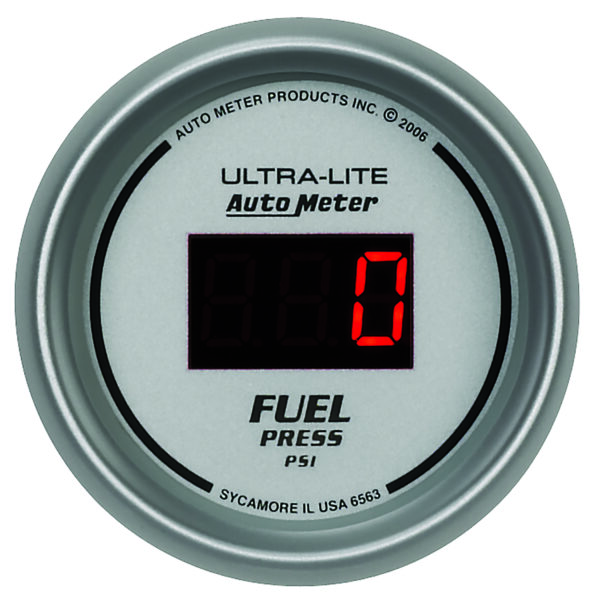 AUTOMETER Fuel Pressure Gauge 2 1/16", 100PSI, Digital, Silver Dial W/ Red LED