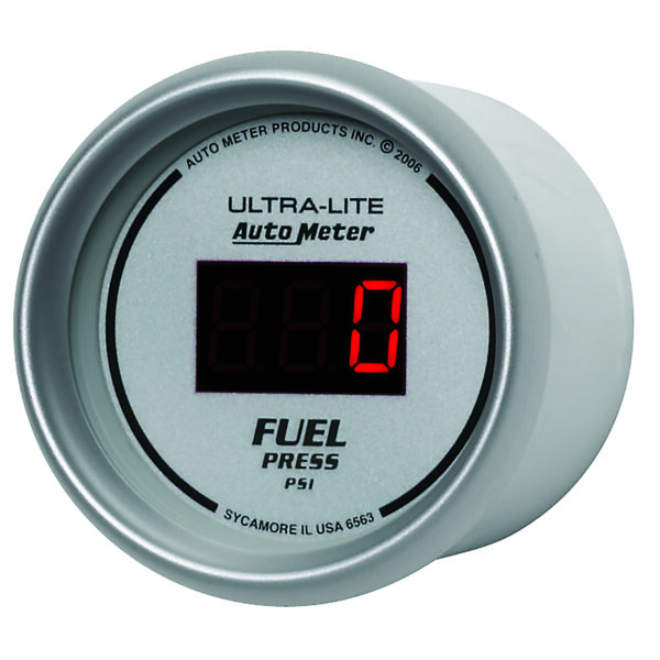 AUTOMETER Fuel Pressure Gauge 2 1/16", 100PSI, Digital, Silver Dial W/ Red LED - Image 2