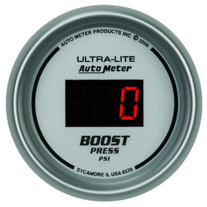 AUTOMETER Boost Gauge 2 1/16", 60PSI, Digital, Silver Dial W/ Red LED