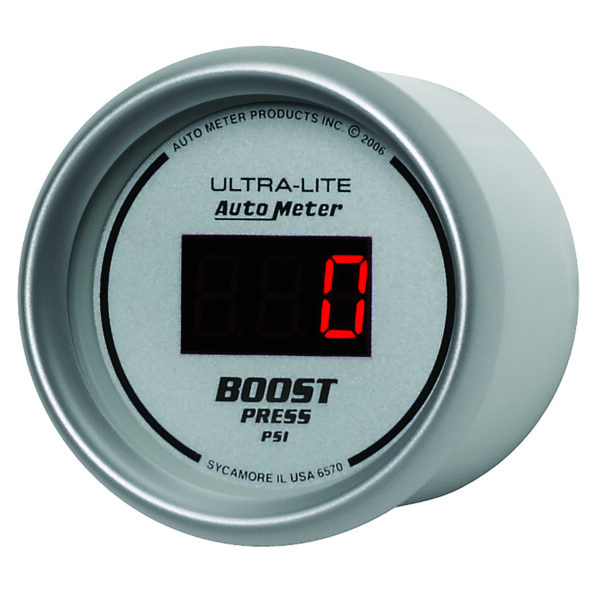 AUTOMETER Boost Gauge 2 1/16", 60PSI, Digital, Silver Dial W/ Red LED - Image 2