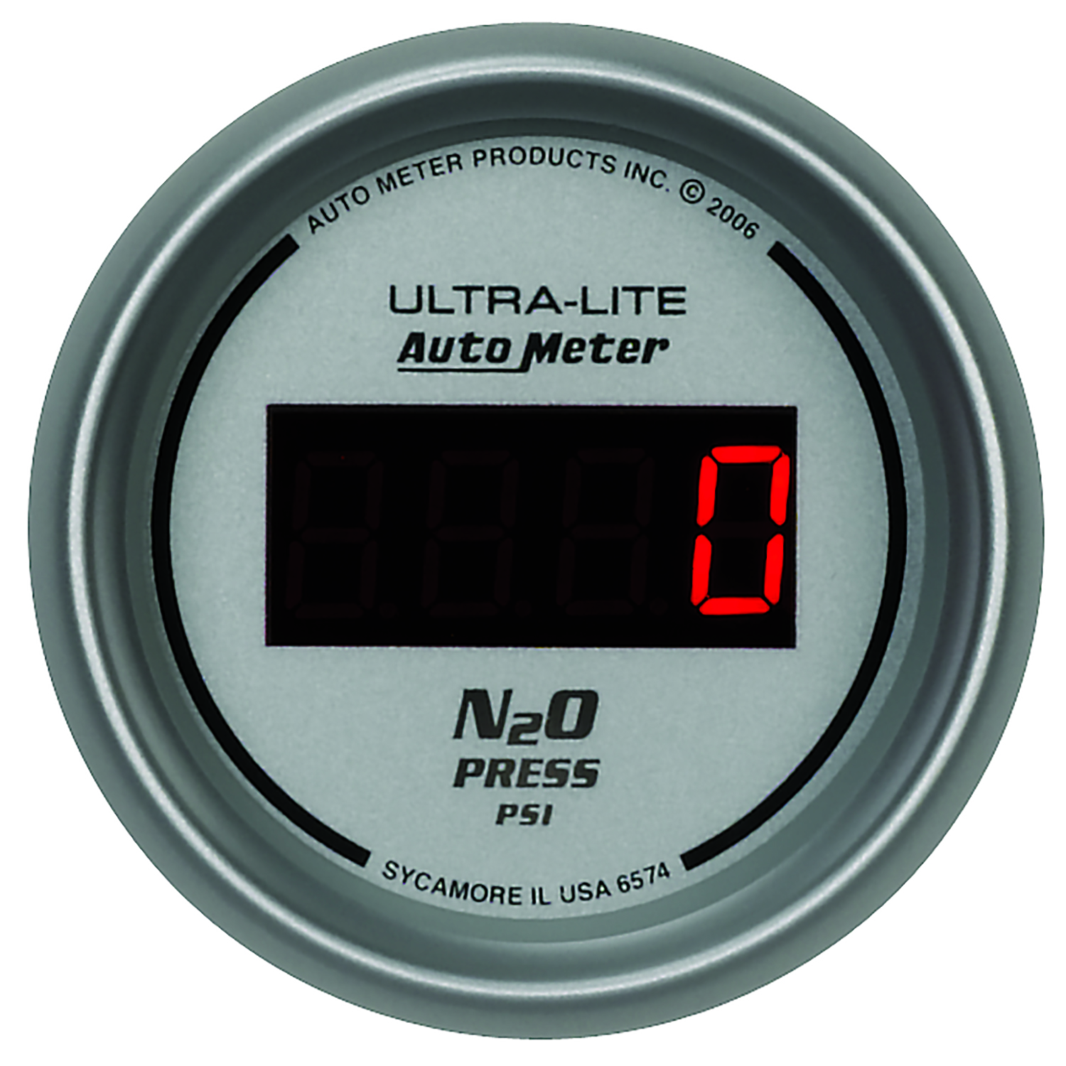 AUTOMETER Nitrous Pressure Gauge 2 1/16", 1600PSI, Digital, Silver Dial W/ Red LED