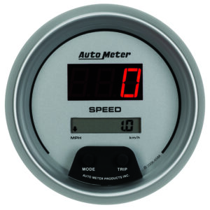 AUTOMETER Speedometer Gauge 3 3/8", 260MPH / 260KMH Elec Program, Digital, Slvr W/ Red LED
