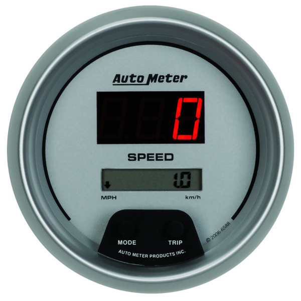 AUTOMETER 5pc Gauge Kit 3 3/8" & 2 1/16", Elec. Speedo., Digital, Silver W/ Red LED - Image 2