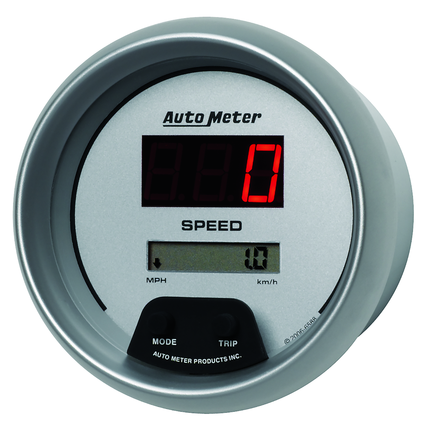 AUTOMETER Speedometer Gauge 3 3/8", 260MPH / 260KMH Elec Program, Digital, Slvr W/ Red LED - Image 2