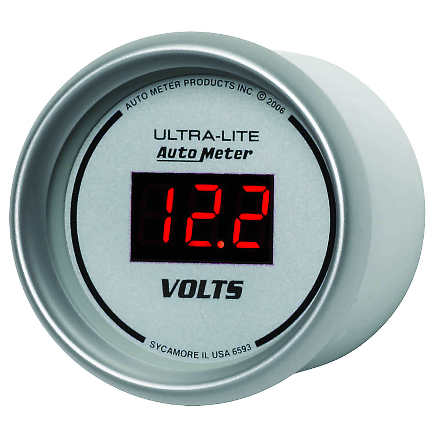 AUTOMETER Voltmeter Gauge 2 1/16", 18V, Digital, Silver Dial W/ Red LED - Image 2