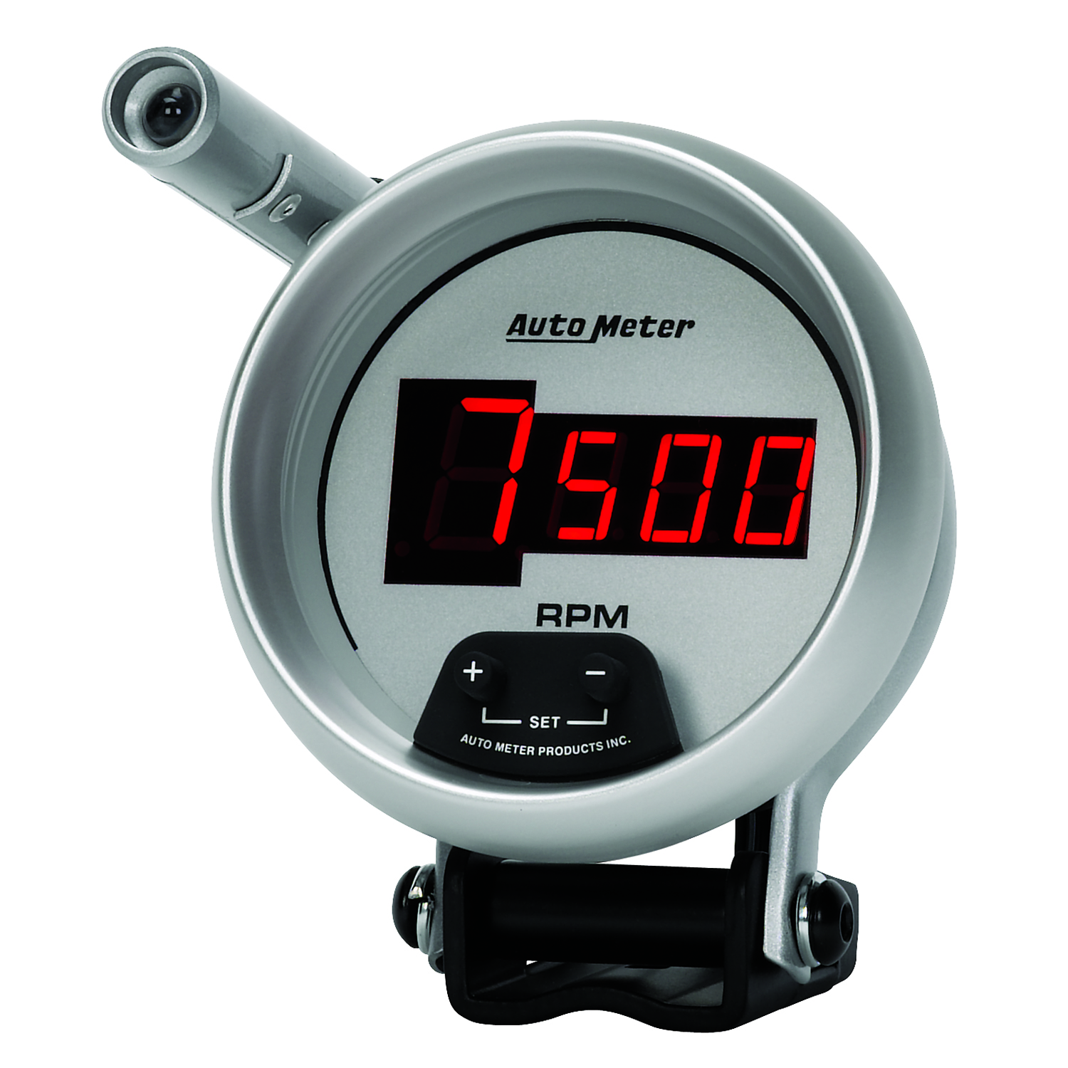 AUTOMETER Tachometer Gauge 3 3/4", 10K RPM, Pedestal W/ Quick-Lite,  Digital, Slvr W/ Red LED - Image 2