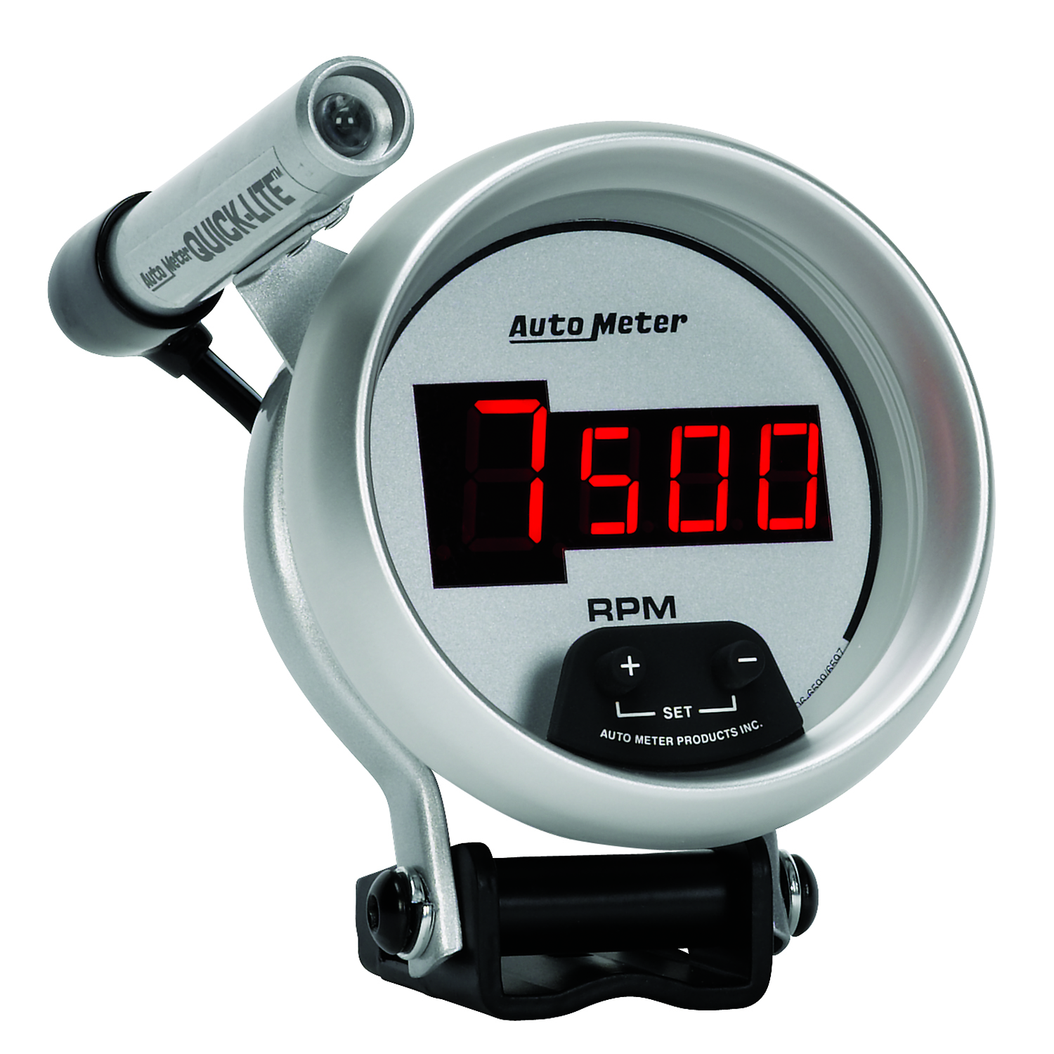 AUTOMETER Tachometer Gauge 3 3/4", 10K RPM, Pedestal W/ Quick-Lite,  Digital, Slvr W/ Red LED - Image 3
