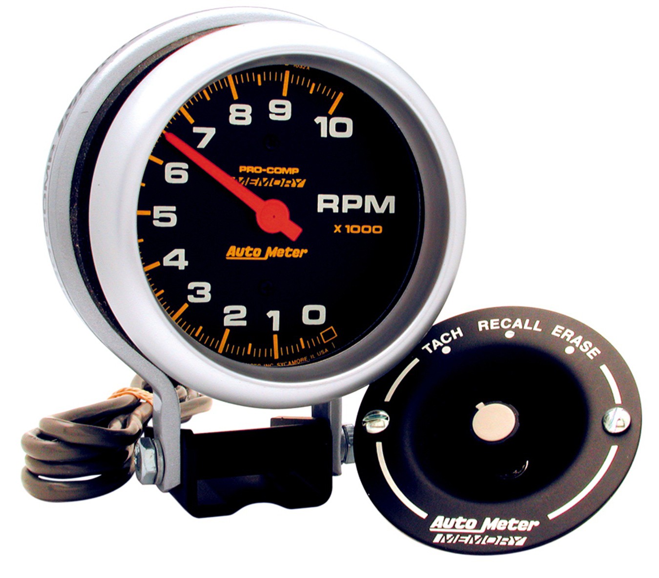 AUTOMETER Tachometer Gauge 3 3/4", 10K RPM, Pedestal W/Peak Memory, Pro-Comp