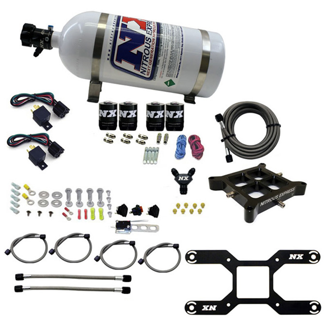 NITROUS EXPRESS Dry, Quad Stage Billet Crossbar Plate System 100-2000HP (4150 Flange) W/10Lb Bottle