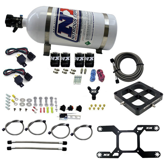 NITROUS EXPRESS Dry,Quad Stage Billet Crossbar Plate System 100-2000HP (4500 Flange) W/10Lb Bottle