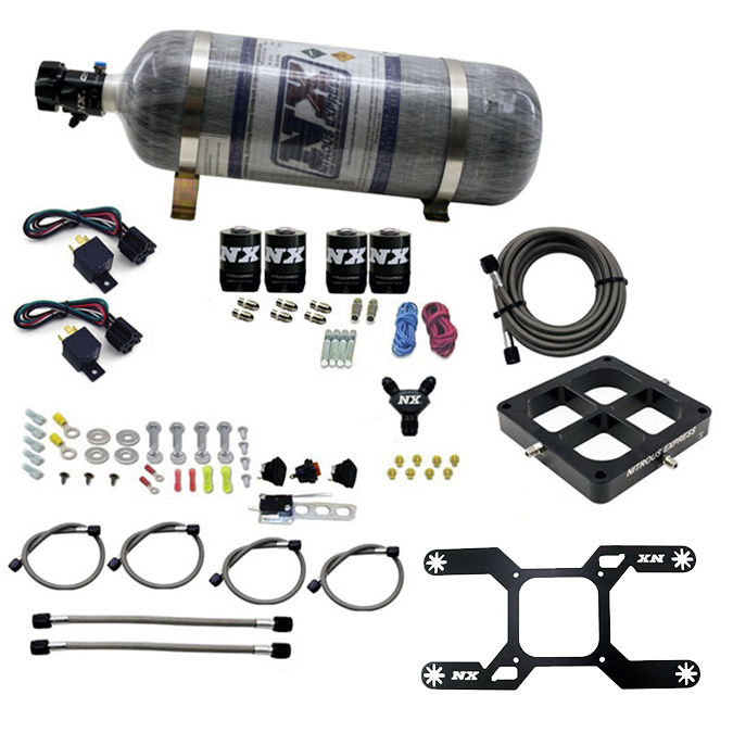 NITROUS EXPRESS Dry, Quad Stage Billet Crossbar Plate System 100-2000HP (4500Flange) W/12Lb Bottle