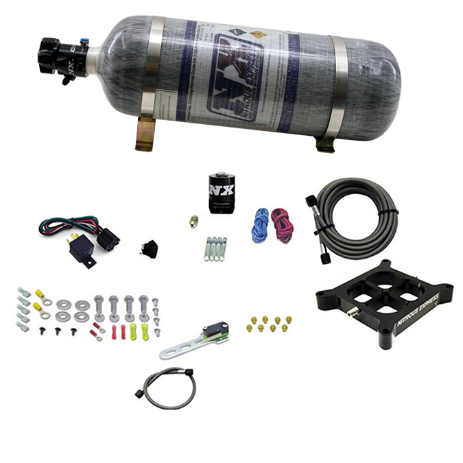 NITROUS EXPRESS Single Entry Billet Crossbar Plate System, Dry 100-500HP, 4150, 12LB CF Bottle