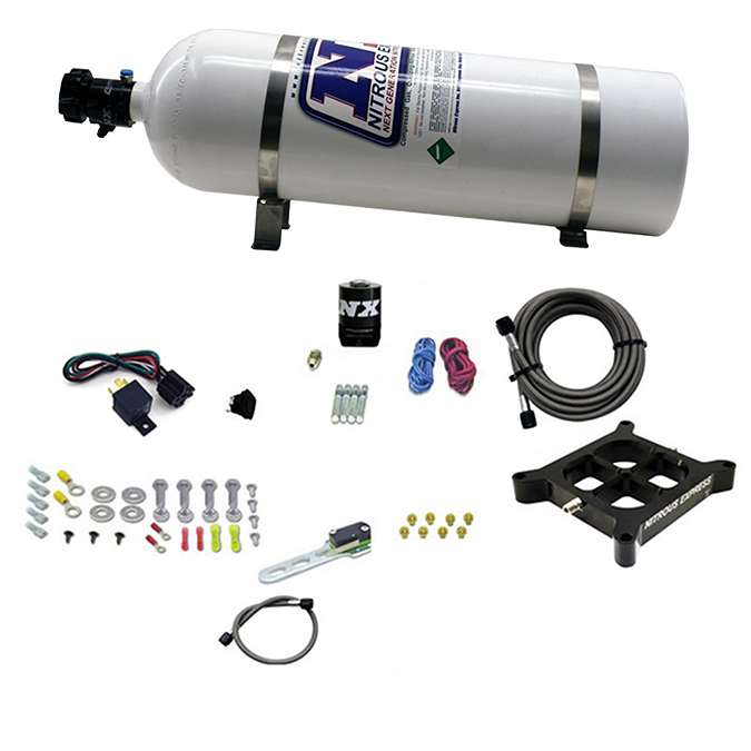 NITROUS EXPRESS Single Entry Billet Crossbar Plate System, Dry 100-500HP, 4150, 15LB Bottle