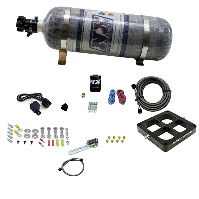 NITROUS EXPRESS Single Entry Billet Crossbar Plate System, Dry 100-500HP, 4500, 12LB CF Bottle