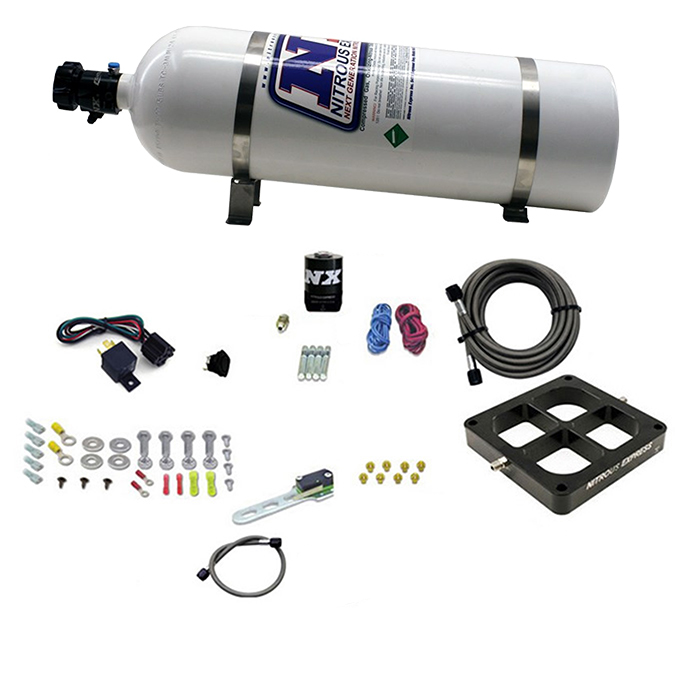 NITROUS EXPRESS Single Entry Billet Crossbar Plate System, Dry 100-500HP, 4500, 15LB Bottle