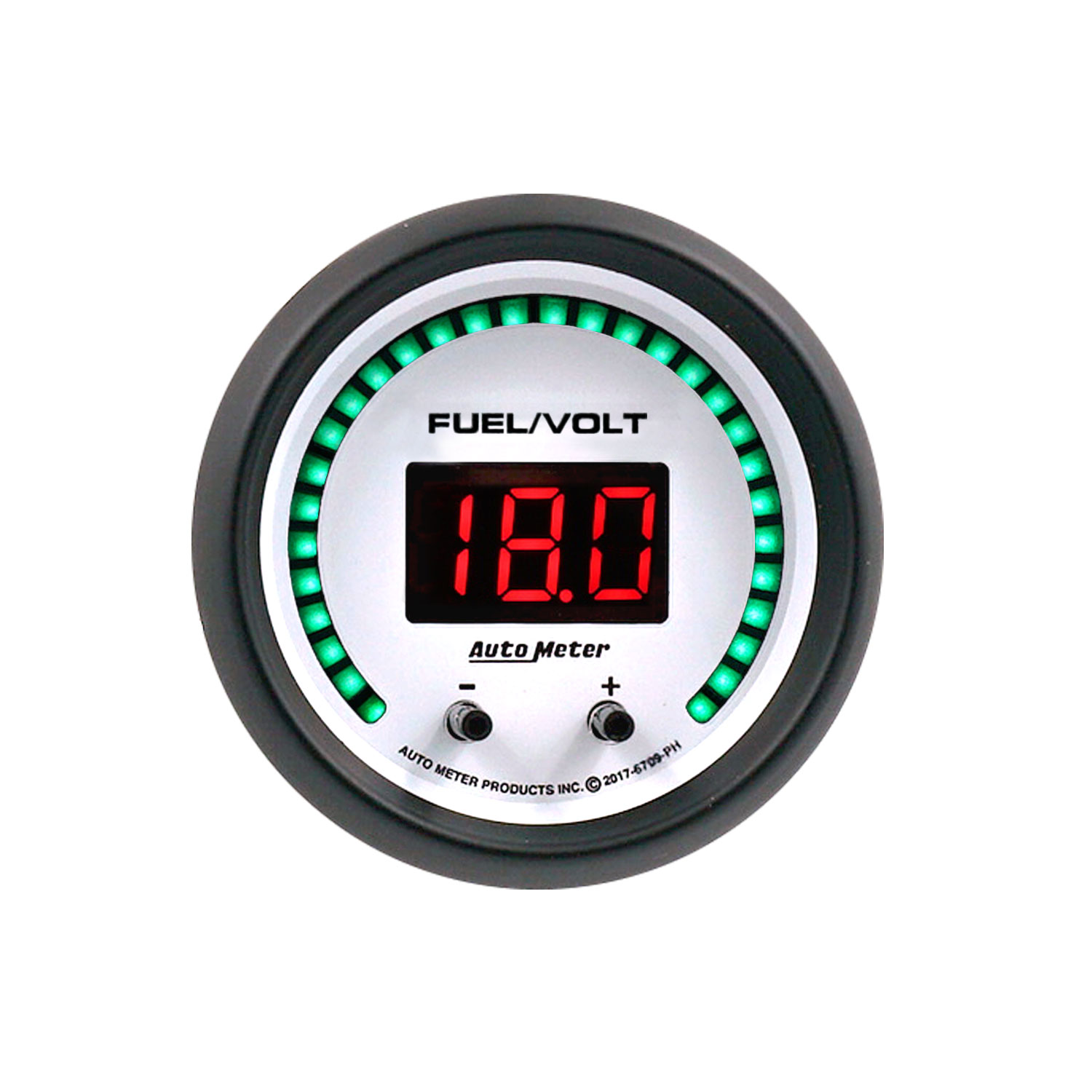 AUTOMETER Gauge, Fuel/Volt, 2 1/16" Two Channel, Selectable, Phantom Elite Digital