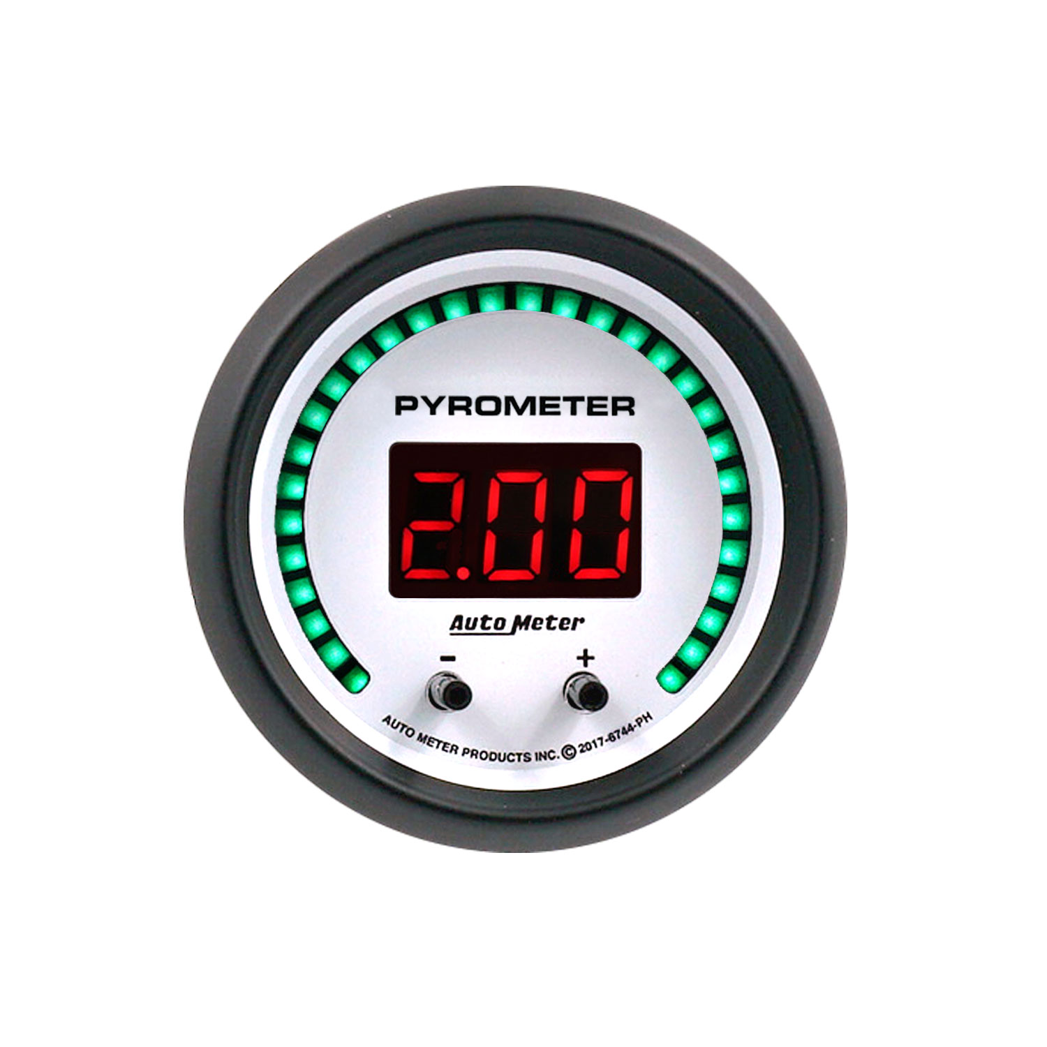 AUTOMETER Gauge, Pyrometer, 2 1/16", Two Channel, Selectable, Phantom Elite Digital