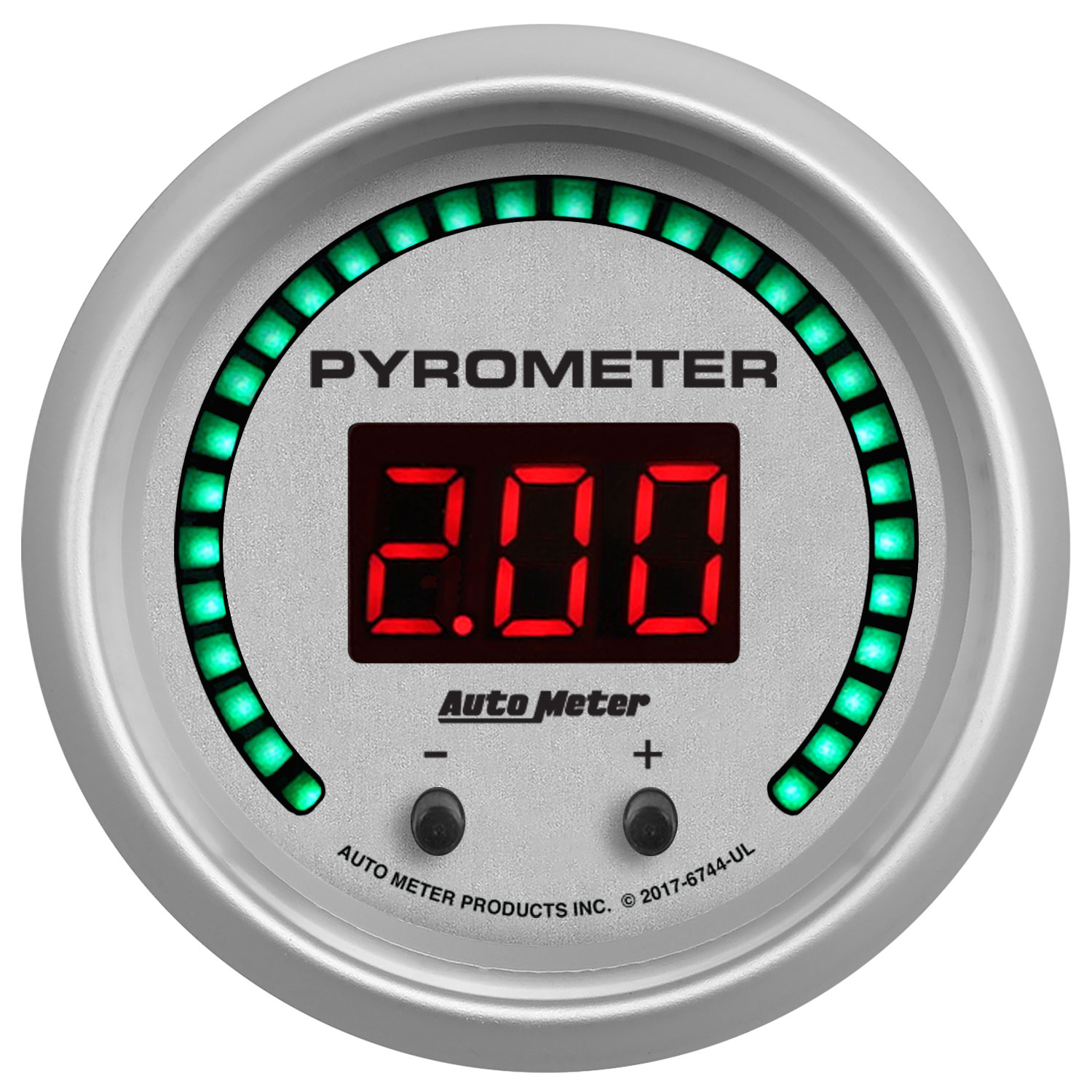 AUTOMETER Gauge, Pyrometer, 2 1/16", Two Channel, Selectable, Ultra-Lite Elite Digital