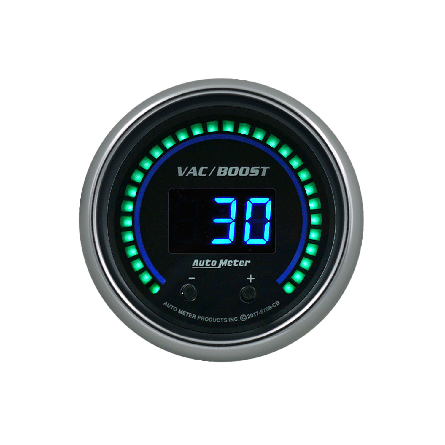 AUTOMETER Vacuum/Boost Gauge 2 1/16", Two Channel, Selectable, Cobalt Elite Digital