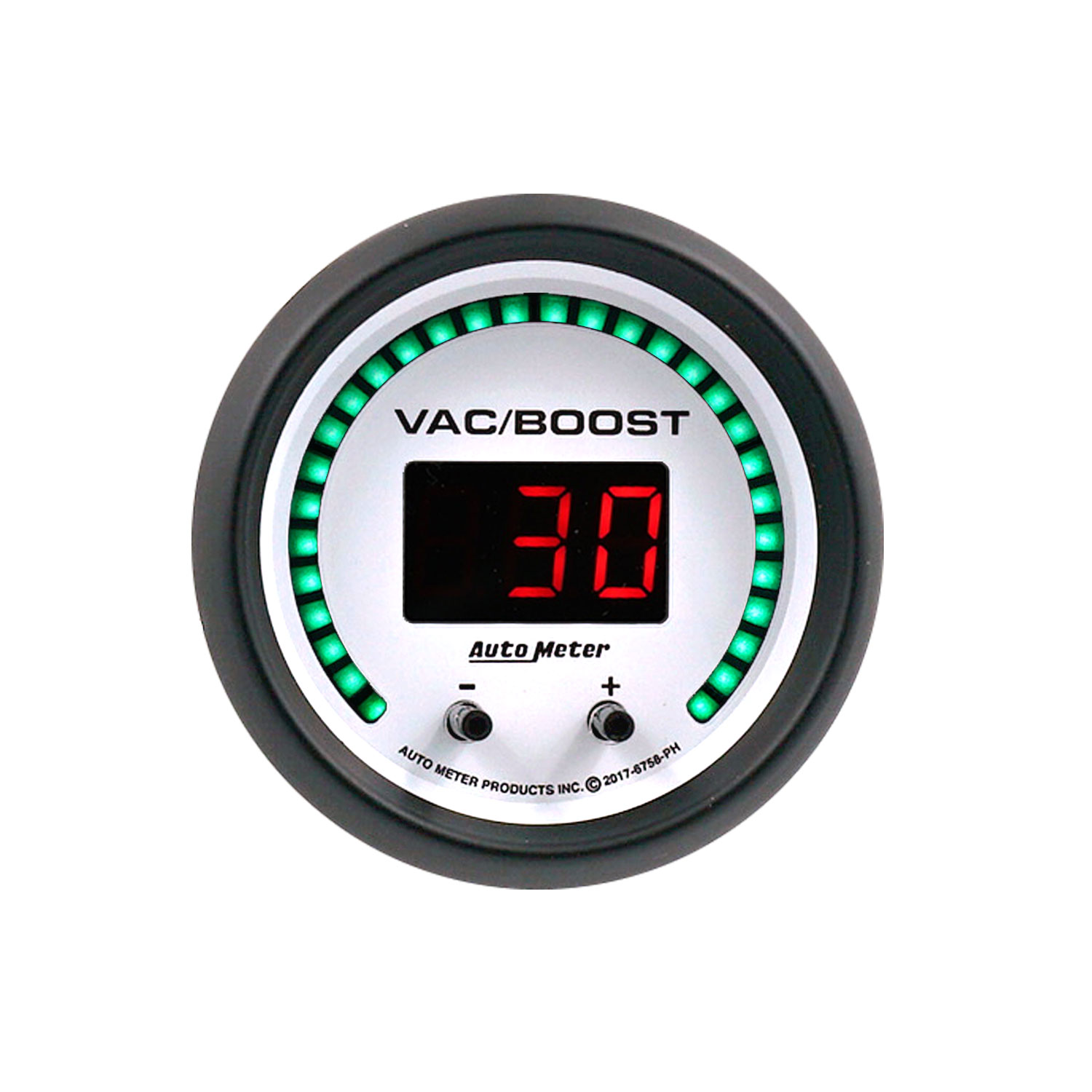 AUTOMETER Vacuum/Boost Gauge 2 1/16", Two Channel, Selectable, Phantom Elite Digital