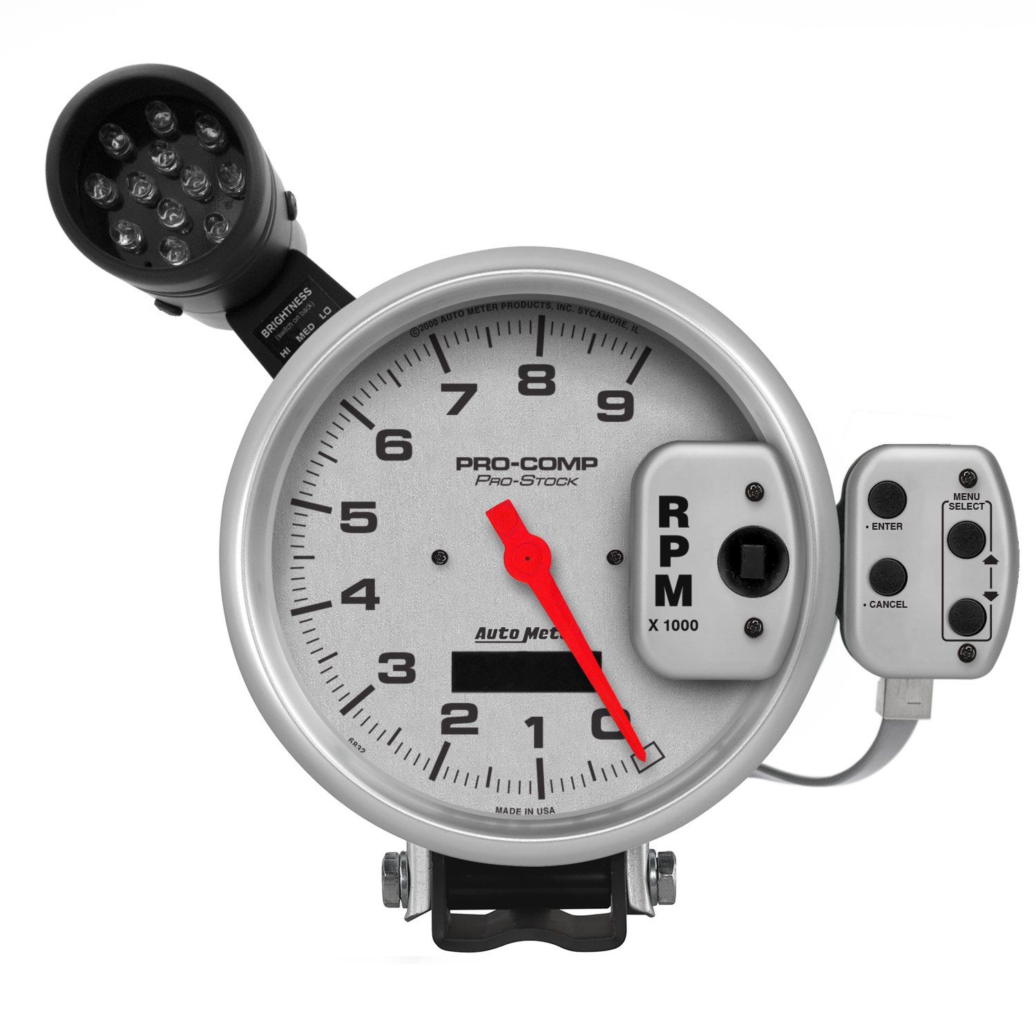 AUTOMETER Tachometer Gauge 5", 9K RPM, Pro-Stock Pedestal W/ Super Lite & Peak Mem, Ultra-Lite