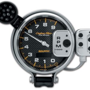 AUTOMETER Tachometer Gauge 5", 9K RPM, Pro-Stock Pedestal W/ Super Lite & Pk Mem, Carbon Fibre