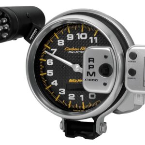 AUTOMETER Tachometer Gauge 5", 11K RPM, Pro-Stock Pedestal W/ Super Lite & Pk Mem, Carbon Fibr