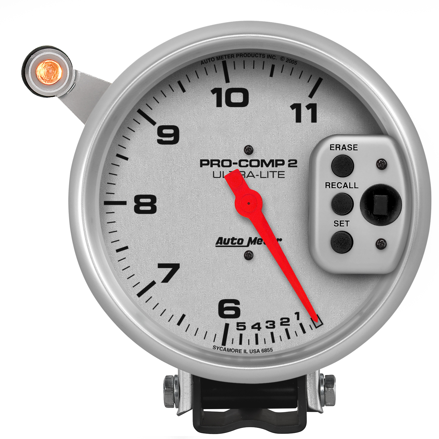 AUTOMETER Tachometer Gauge 5", 11K RPM, Pedestal W/ Quick Lite, Dual Range W/Peak Memory, Ul