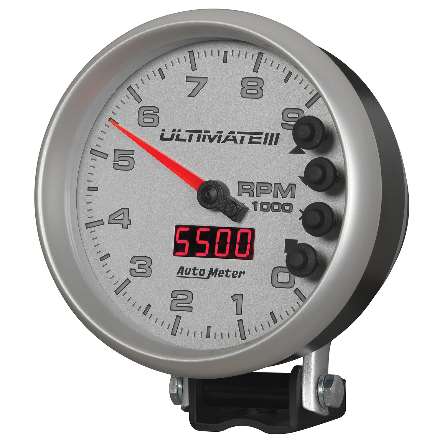 AUTOMETER Tachometer Gauge 5", 9K RPM, Pedestal, Datalogging, Ultimate IIi Playback, Silver - Image 2
