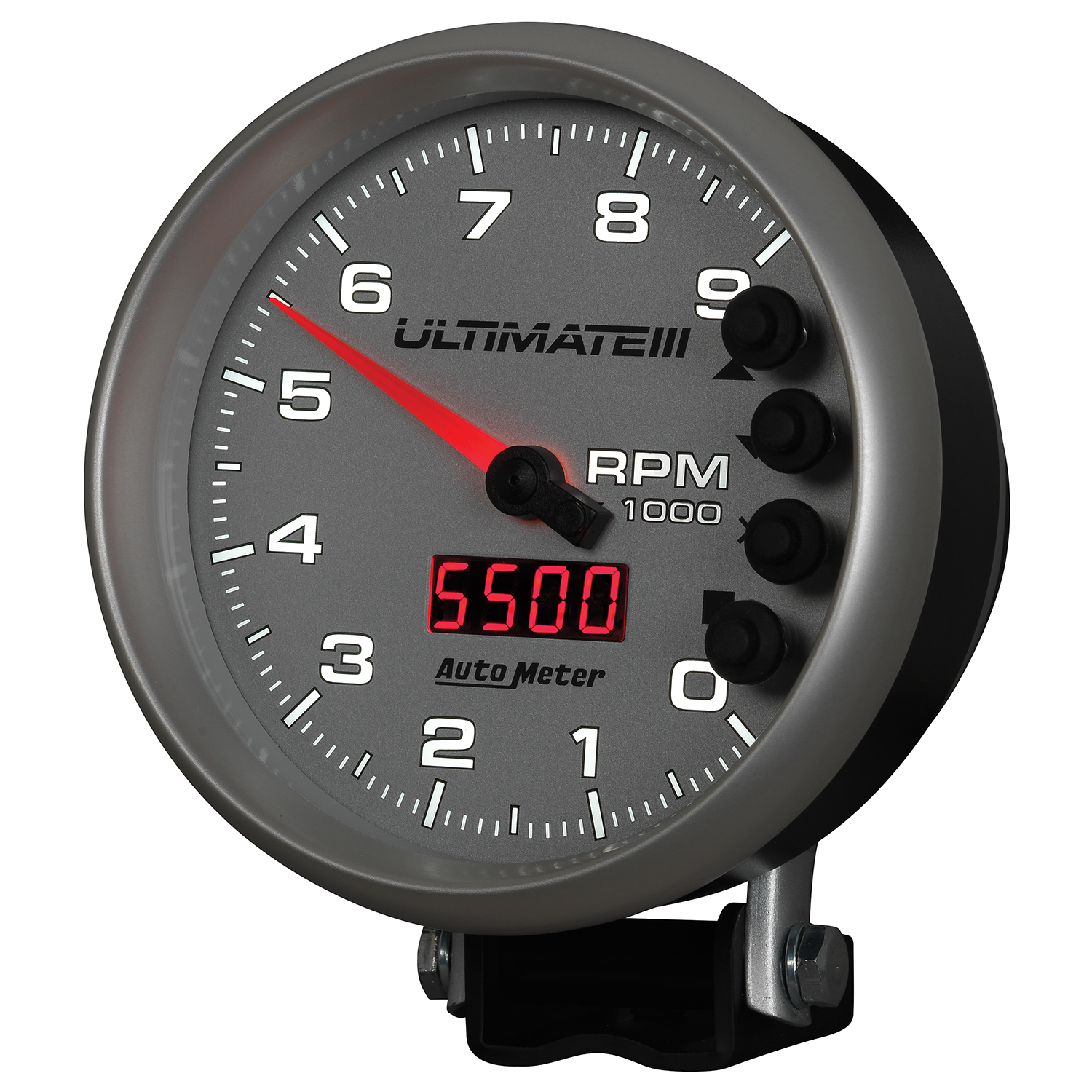AUTOMETER Tachometer Gauge 5", 9K RPM, Pedestal, Datalogging, Ultimate IIi Playback, Silver - Image 3