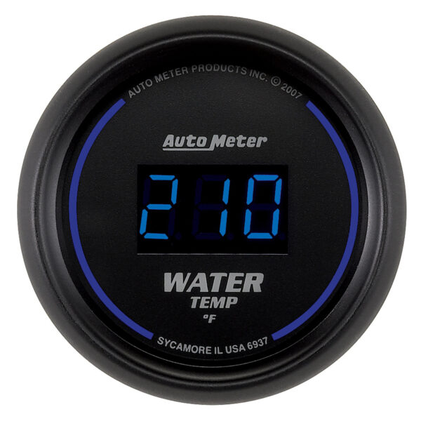 AUTOMETER Water Temperature Gauge 2 1/16", 340°f, Digital, Black Dial W/ Blue LED
