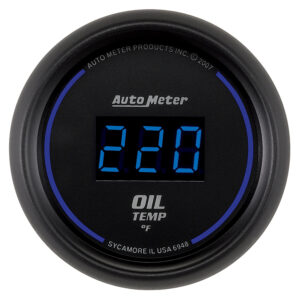 AUTOMETER Oil Temperature Gauge 2 1/16", 340°F, Digital, Black Dial Blue LED