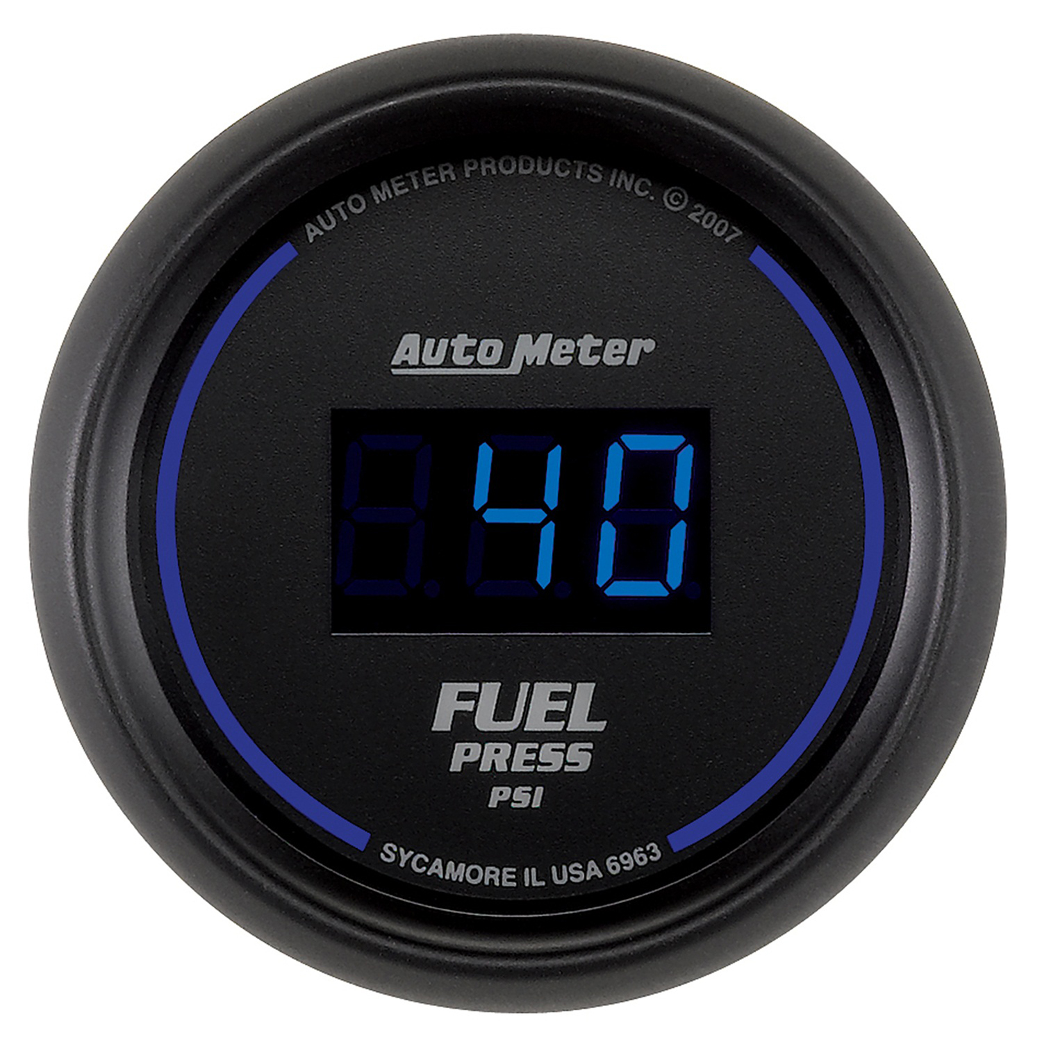 AUTOMETER Fuel Pressure Gauge 2 1/16", 100PSI, Digital, Black Dial W/ Blue LED