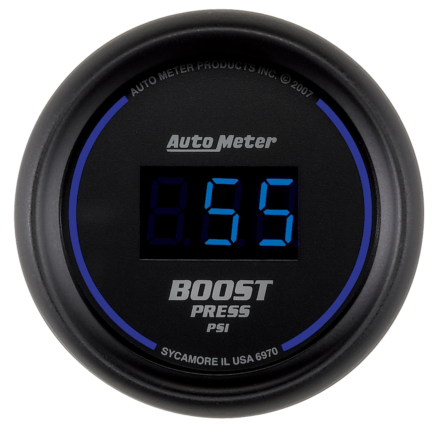 AUTOMETER Boost Gauge 2 1/16", 60PSI, Digital, Black Dial W/ Blue LED