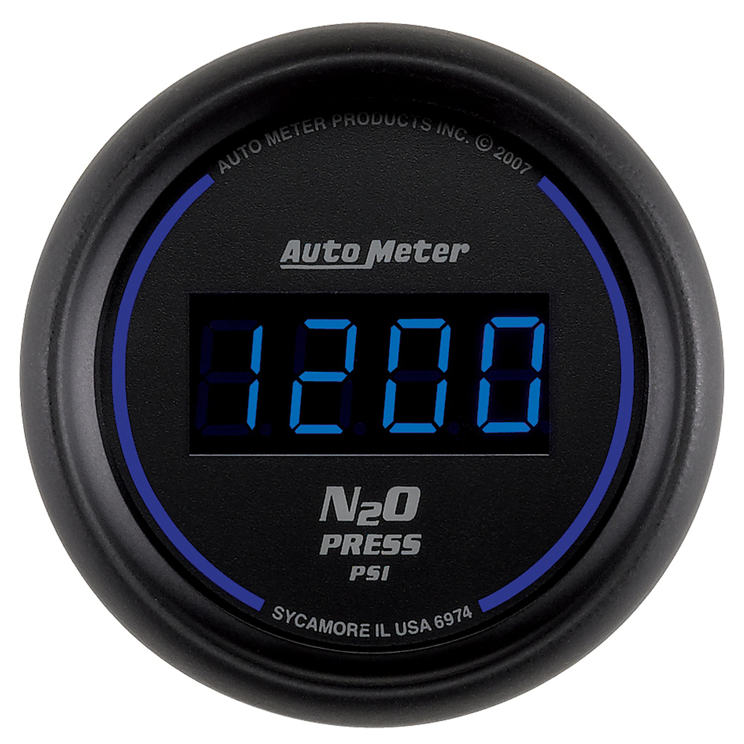 AUTOMETER Nitrous Pressure Gauge 2 1/16", 1600PSI, Digital, Black Dial W/ Blue LED