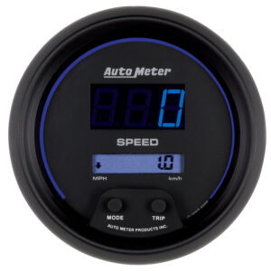 AUTOMETER Speedometer Gauge 3 3/8", 260MPH / 260KMH Elec Program, Digital, Black W/ Blu LED