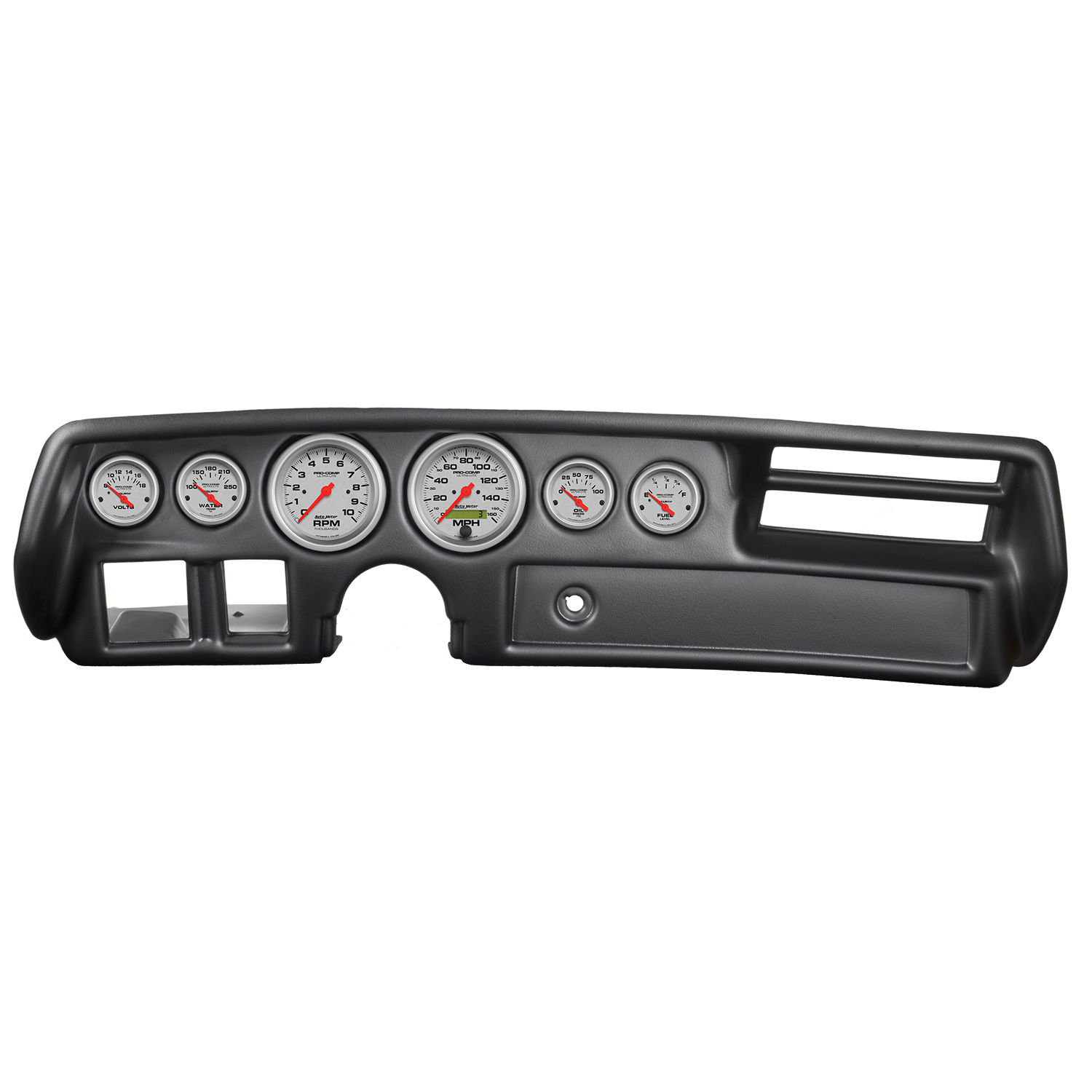AUTOMETER Direct Fit Dash Kit, Chevelle/Elcamino/Malibu 70-72, RPM/MPH/Fuel/Oilp/Wtmp/Volt, Ul