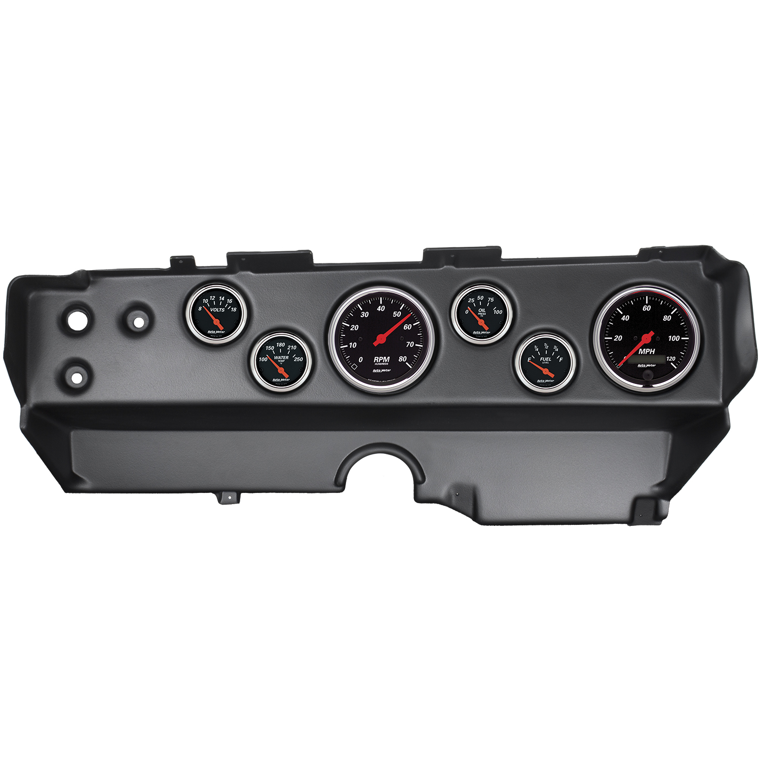 AUTOMETER Direct Fit Dash Kit, Ebody/Cuda/Challenger 70-74, Tach/MPH/Fuel/Oilp/Wtmp/Volt, Db