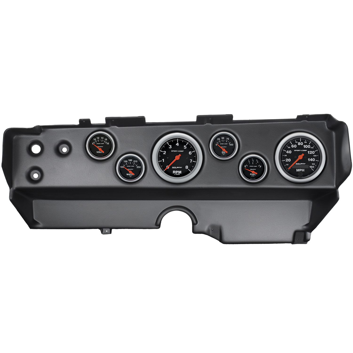 AUTOMETER Direct Fit Dash Kit, Ebody/Cuda/Challenger 70-74, Tach/MPH/Fuel/Oilp/Wtmp/Volt, Sport-Comp