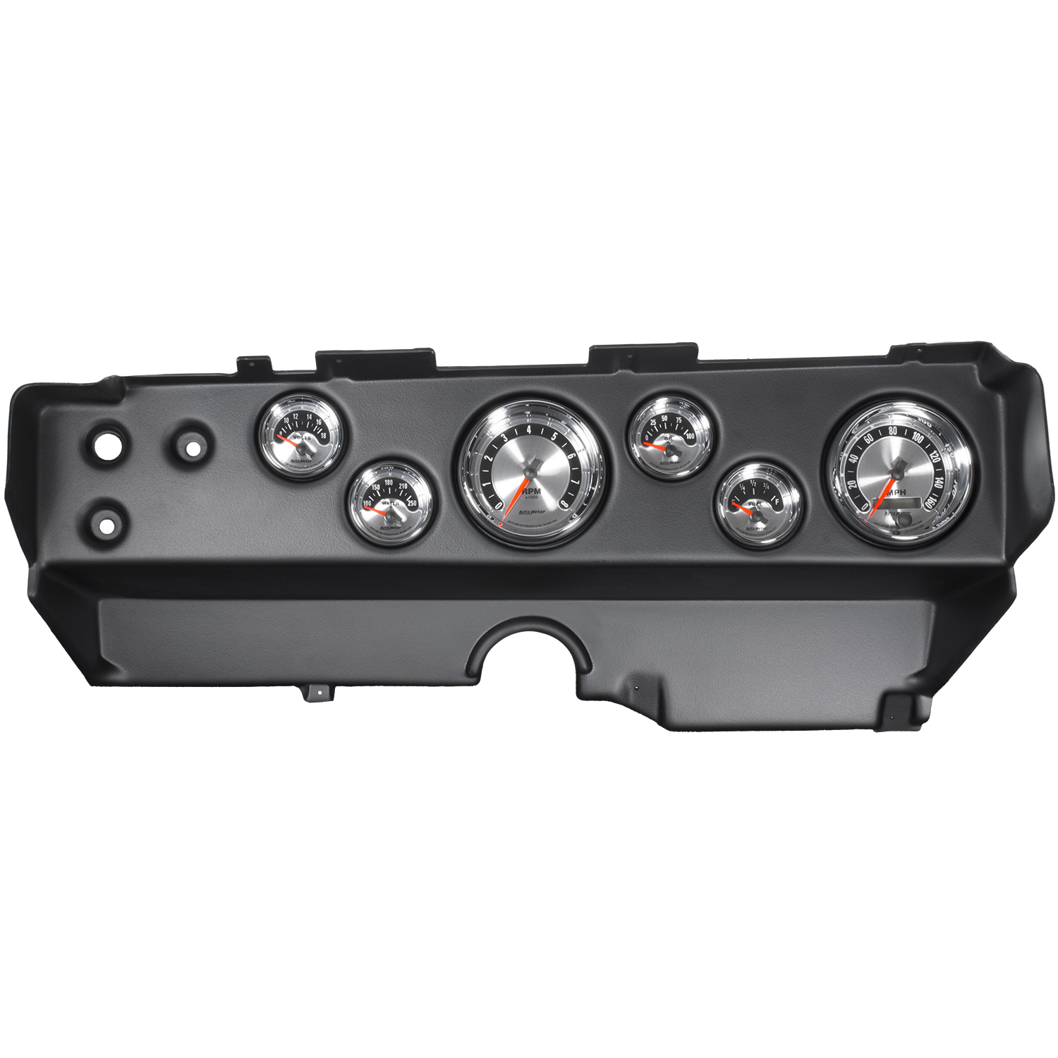 AUTOMETER Direct Fit Dash Kit, Ebody/Cuda/Challenger 70-74, Tach/MPH/Fuel/Oilp/Wtmp/Volt, Am