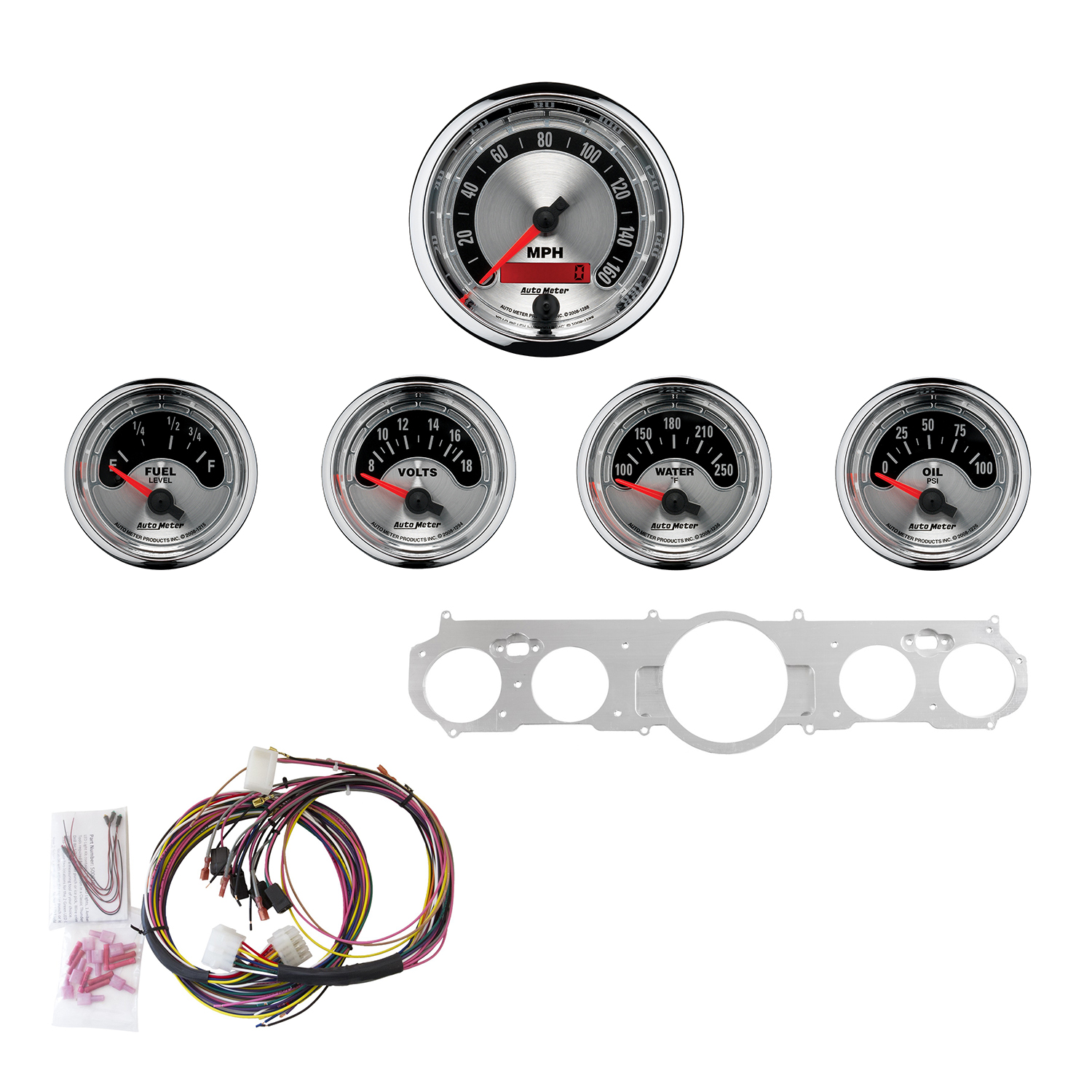 AUTOMETER Direct Fit Dash Kit, Mustang 65-66, MPH/Fuel/Oilp/Wtmp/Bat, Am