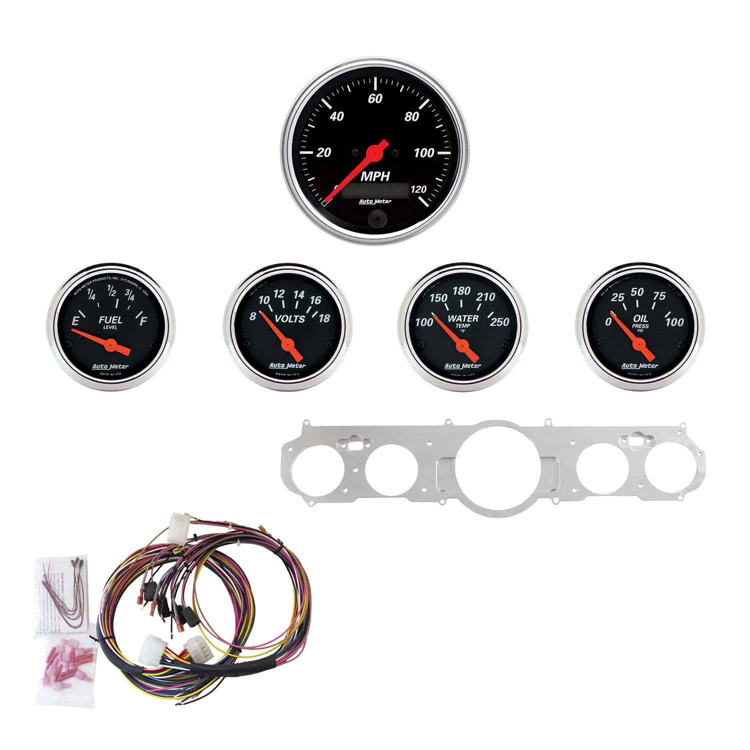 AUTOMETER Direct Fit Dash Kit, Mustang 65-66, MPH/Fuel/Oilp/Wtmp/Bat, Db