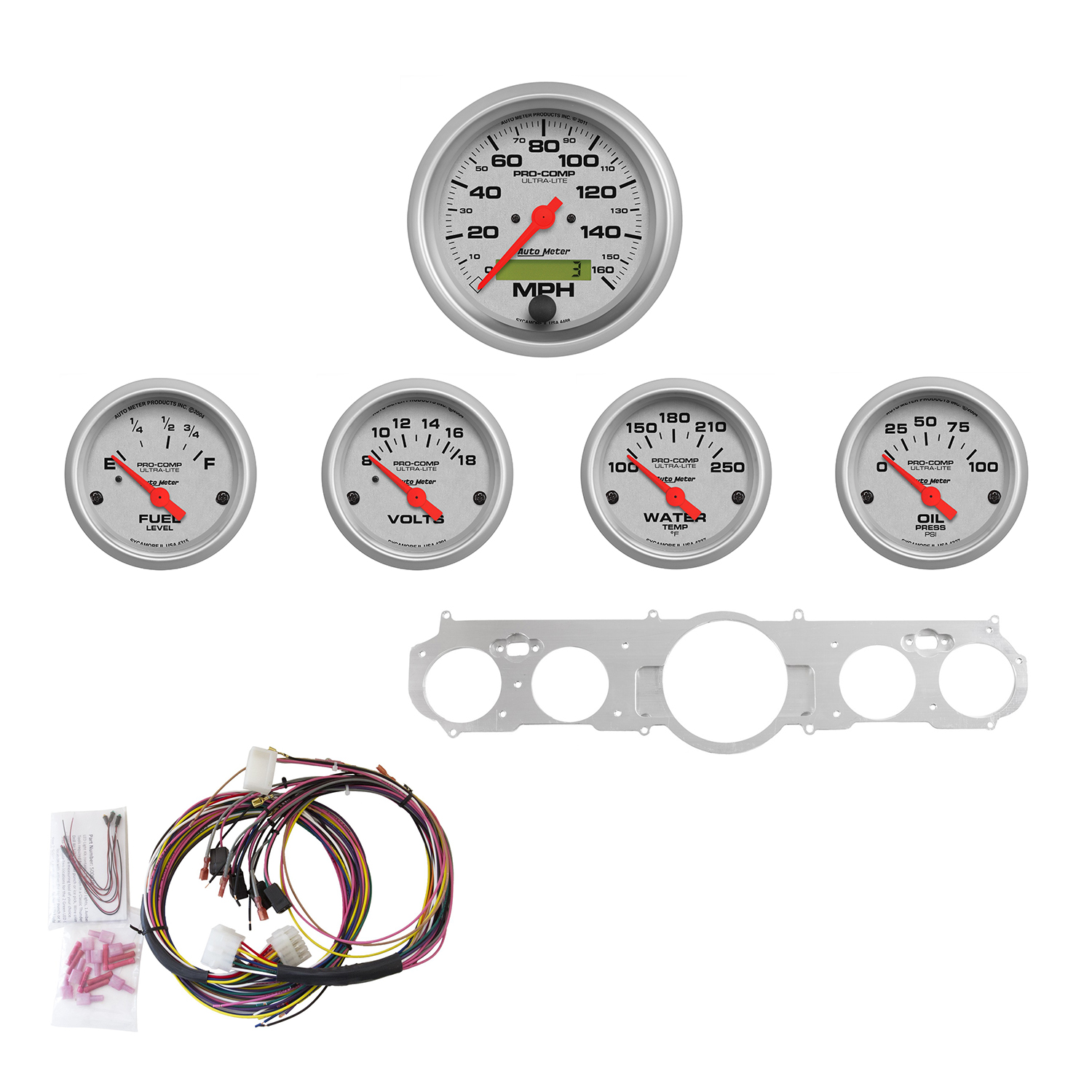 AUTOMETER Direct Fit Dash Kit, Mustang 65-66, MPH/Fuel/Oilp/Wtmp/Bat, Ul