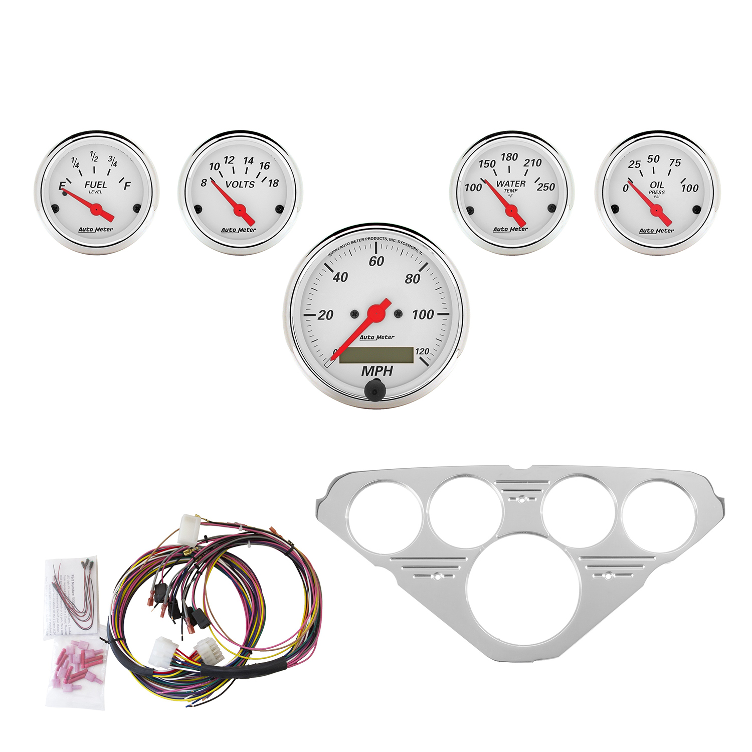 AUTOMETER Direct Fit Dash Kit, Chevy Truck 55-59, MPH/Fuel/Oilp/Wtmp/Bat, Aw