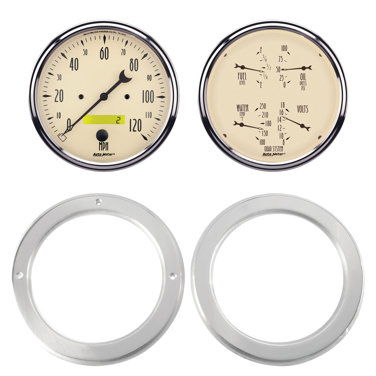 AUTOMETER Direct Fit Dash Kit, 2 PC, Chevy Truck 54-55, 2 X 5", Antique Beige