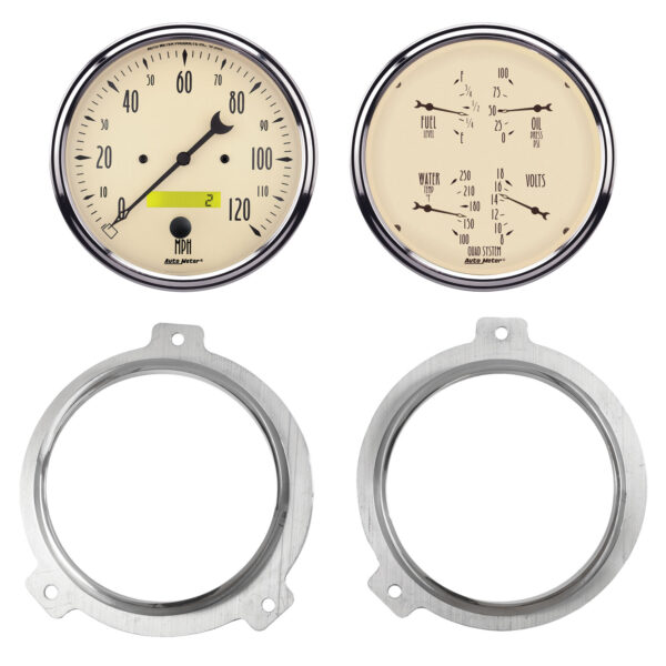 AUTOMETER Direct Fit Dash Kit, 2 PC, Chevy Car 51-52, 2 X 5", Antique Beige
